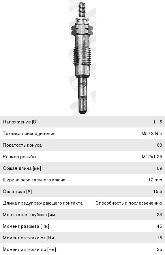 Свеча накаливания BERU GN858 GN858