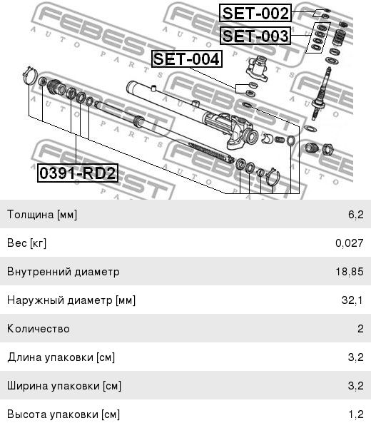 Ремкомплект HONDA Accord (94-97) рейки рулевой FEBEST SET-004