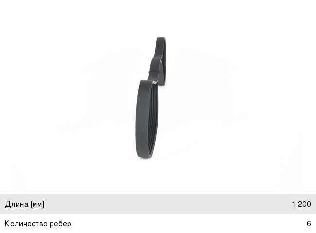 Ремень приводной поликлиновой 6PK1200 RENAULT Logan генератора BOSCH 1987945900, 8200821813