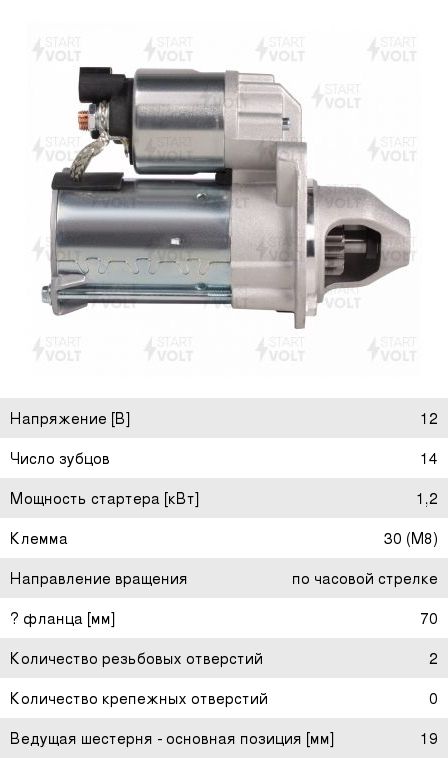 Стартер STARTVOLT LST0806 TUCSON CRETA LST0806