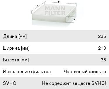 Фильтр воздушный салона FORD Focus 2 (04-) VOLVO C30,S40 MANN CU2440, LAK293, 1354953