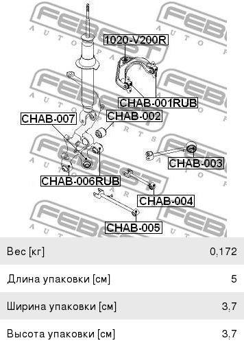 Сайлентблок CHEVROLET Epica (06-) цапфы задней FEBEST CHAB-006RUB, 96440024