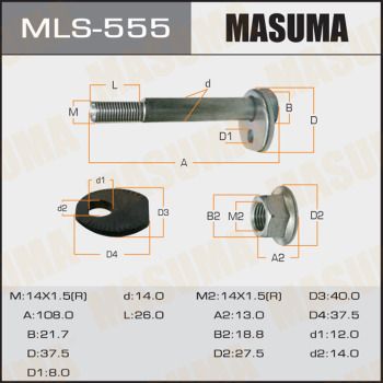 Болт TOYOTA сход-развальный комплект с гайкой и шайбой MASUMA MLS-555, 48190-28010