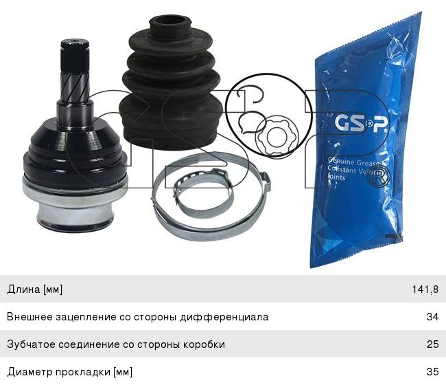 ШРУС внутренний OPEL Astra F,Kadett E,Vectra A SAAB 900 комплект GSP 644002, 302253, 9317340/374195