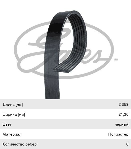 Ремень приводной поликлиновой 6PK2358 GATES 6PK2358
