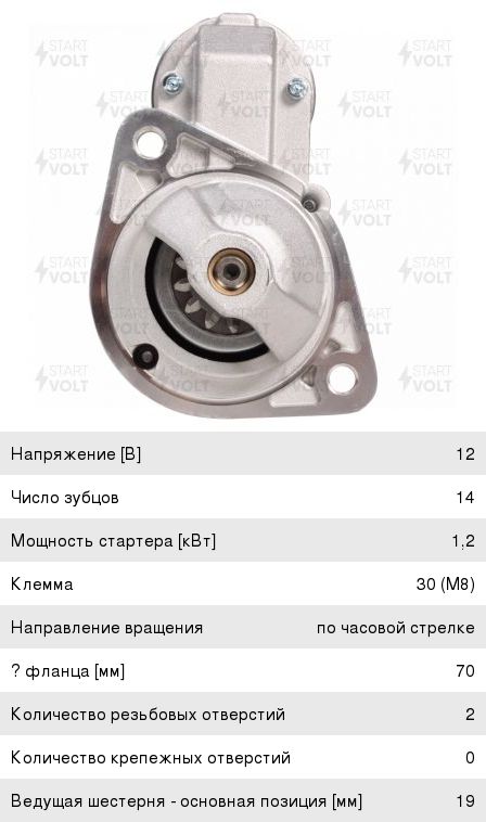 Стартер STARTVOLT LST0806 TUCSON CRETA LST0806