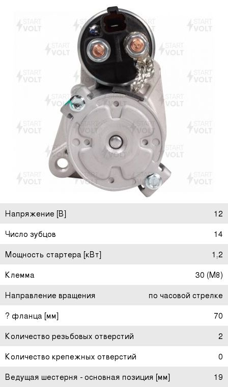 Стартер STARTVOLT LST0806 TUCSON CRETA LST0806