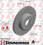 Диск тормозной BMW 3 (F30,F80) задний (1шт.) ZIMMERMANN