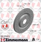 Диск тормозной AUDI A4 (07-),A6 (06-),Q5 (08-) задний вентилируемый (1шт.) ZIMMERMANN