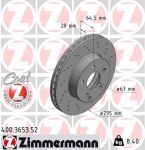 Диск тормозной MERCEDES C (W204) передний (1шт.) ZIMMERMANN