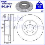 Диск тормозной PEUGEOT Boxer (94-02) CITROEN Jumper передний (1шт.) DELPHI