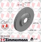 Диск тормозной AUDI A4 (97-09),A6 (97-05) SEAT Exeo (08-) передний (1шт.) ZIMMERMANN