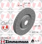 Диск тормозной MERCEDES M (W166) (11-) передний (1шт.) ZIMMERMANN
