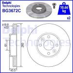 Диск тормоз. DELPHI BG3762 MICRA Ларгус вент 1шт
