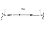 Трос стояночного тормоза VW Polo (01-09) левый/правый (Код PR 1JB,1KD,1KS,1645мм) BOSCH