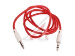 Кабель jack 3,5 1м текстиль красный
