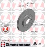Диск тормозной HYUNDAI Solaris (11-) KIA Rio (11-) передний (1шт.) ZIMMERMANN