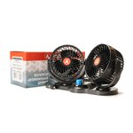 Вентилятор в салон 12V 5.5" двойной на платформе с регулятором скорости 14см АВТОИМПУЛЬС