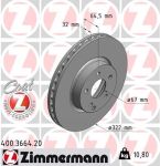Диск тормозной MERCEDES C (W204),E (W212) передний (1шт.) ZIMMERMANN