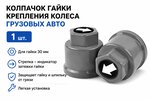 Колпачок гайки крепления колеса 30мм пластмассовый удлиненный (серый,лого-стрелка белая) ТТ