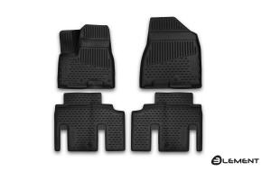 Коврик салона KIA Carnival (15-), VAN (для рынка Казахстана) 3D полиуретан черный (4 предм.) ELEMENT