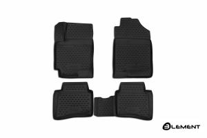 Коврик салона KIA RIO (17-), Седан/Хб. (X-Line) 3D полиуретан черный (4 предм.) ELEMENT
