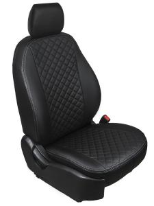 Авточехлы Volkswagen Tiguan I (комплектация со столиками на передних спинках) 2007-2017, эко-кожа, черные RIVAL