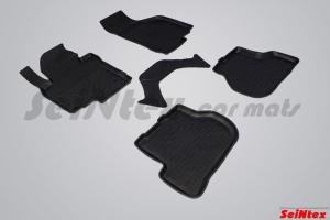 Коврик салона SEAT Leon II (05-12), SKODA Octavia A5 (08-), VOLKSWAGEN Golf V (03-08), VOLKSWAGEN Golf  VI (08-12), VOLKSWAGEN Jetta (05-11) резина высокий борт (5 предм.) SEINTEX